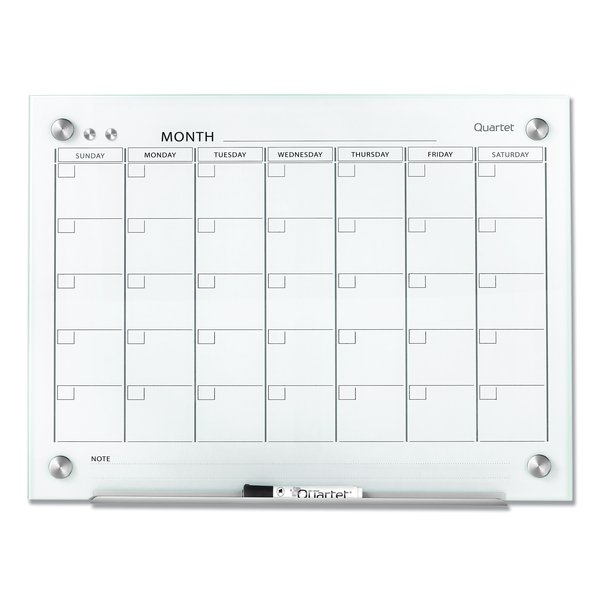 Quartet Glass Calendar Board, 24"X18", White GC2418F